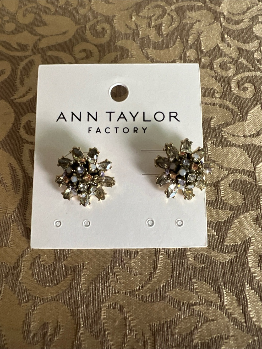 Ann Taylor Factory Rhinestone Floral Stud Earrings Beautiful Fashion Accessories